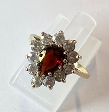 9ct GOLD RED SPINEL & WHITE