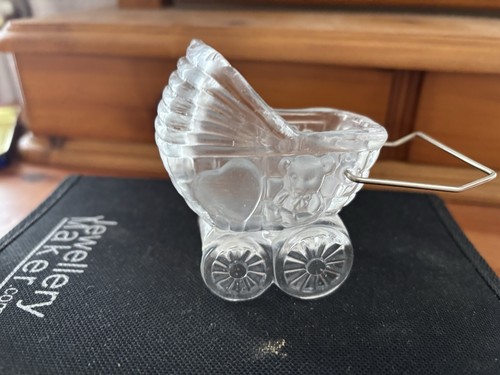 Crystal glass pram ornament - glass,