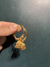 24k Gold Plated Tassels Hoop Earrings Asian Indian Dubai Jewellery Set Uk