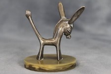 Mid Century Seba Silver Walter Bosse Style Donkey Ring Holder Green Marbled Base