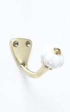 Bright Chrome and Ceramic Fluted Period Coat Hook