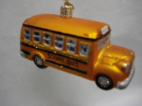 School bus ornament glass - school, old