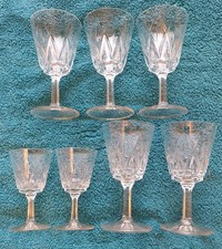 7 Matching Vintage Cut Glass