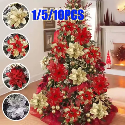 10x christmas large poinsettia - christmas,