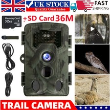 Wildlife Trail Camera 1080P Game Night Vision Outdoor Motion Hunting Cam 32GB UK