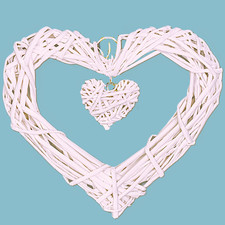 Large White Wicker Heart