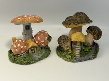 2pcs Fairy Garden Figurine Statue Crafts for Garden Bonsai Mushroom Houses