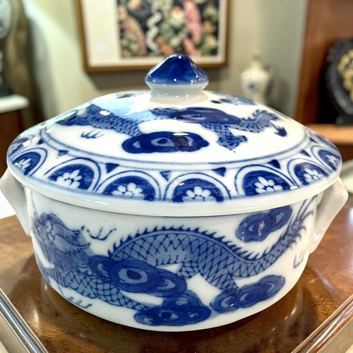 Vintage blue white dragon - vintage,