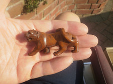 2b. Hand Carved wood netsuke tiger walking on the prowl collectable boxwood