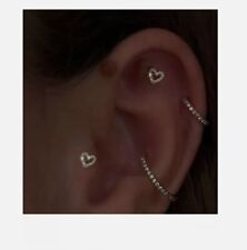 Helix Heart Crystal Labret Tragus Cartilage Piercing Stud 16g Flat back earrings