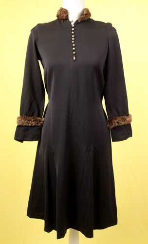 Vtg women 20s black wool - vtg,