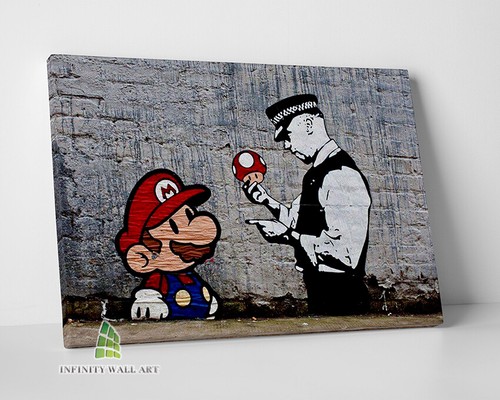 Banksy mario cop - banksy, graffiti