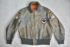 Vtg 50s German Grey Goatskin Leather Bundeswehr Luftwaffe Flight Jacket L