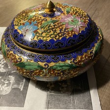 Chinese Antique Vintage Large Enamel Cloisonne Pot with Lid