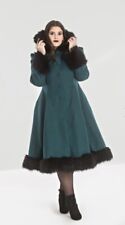 Hell Bunny Elvira Dramatic Statement Long Hooded Vintage Fur Collar Winter Coat