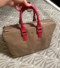 Radley Large Leather Laptop Bag - Pink and Grey/Beige