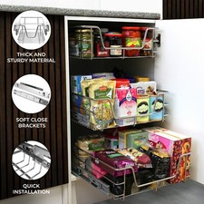 Pull Out Steel Kitchen Baskets Slide Out Storage Basket Cupboard Drawer 600mm
