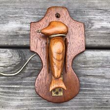 Old Vintage Antique Carved Wooden Oak & Brass Woodpecker Bird Door Knocker