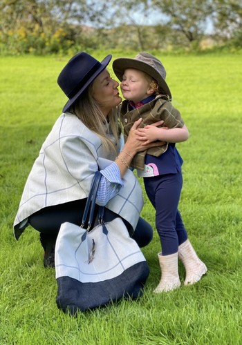 Bespoke blue check cape poncho - check, cape/poncho