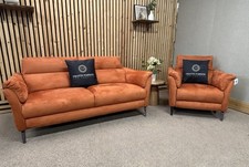 Sofology Missouri 3 Seater Sofa and Power Recliner Armchair, Burnt Orange.