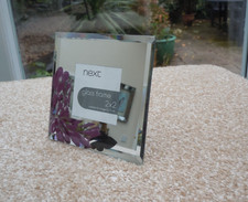 Next Mirrored Glass Photo Frame  2” X 2” photo frame purple flower