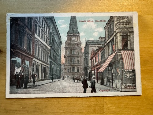 Postcard town hall halifax - town,