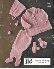 Vintage knitting pattern for a 4 piece baby/reborn pram set in double knitting