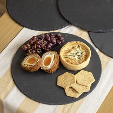 Set Of 4 Slate Platters Round