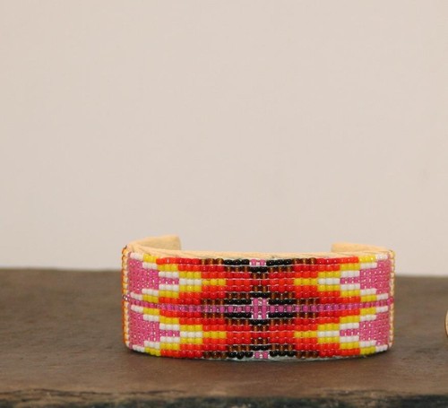 Hand beaded buckskin - buckskin, leather