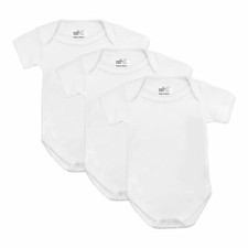 Premature Tiny Baby Bodysuits Vests x3 Cotton Short Sleeve White Cream Pink Blue