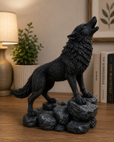 Majestic howling wolf statue - majestic,