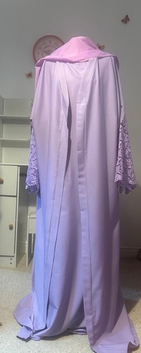 Lilac abaya dress with lace - with,