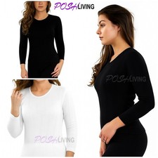 Ladies Womens Thermal Underwear Baselayer Top Long Sleeve T-Shirt Vest Thermals