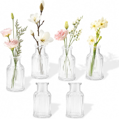 Mini glass bud vases - 6, pcs
