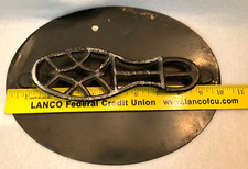 Antique Shoe Shine Tin Box Lid with Iron Foot Rest. LID ONLY. Black. 10 inches