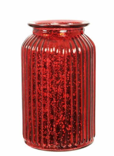 Tall metallic ribbed vase - tall,