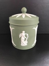 Wedgwood Green jasperware Floral girls Candy Jar