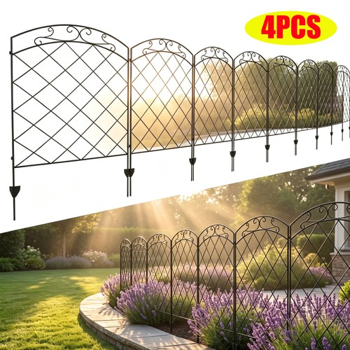 Metal garden fence panels - 4x,