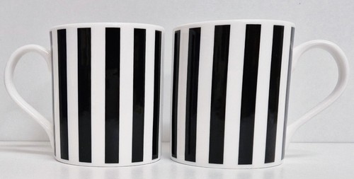 Black lines mugs set bone - lines,