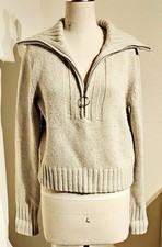 Joseph Sandy Beige Ribbed Knitted Ring Pull Jumper S 8 36