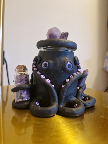 Crystal octopus jar - crystal, handmade