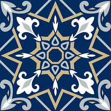 45x Tile stickers modern navy