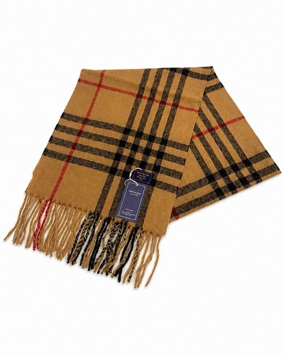 Camel check plaid scarf - check,