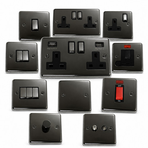 Black nickel light switch plug - nickel,