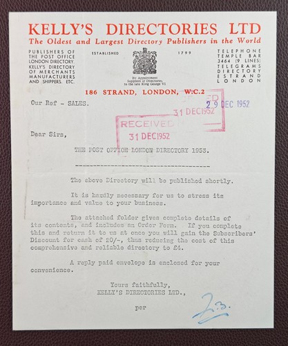 1952 kelly directories - directories, ltd