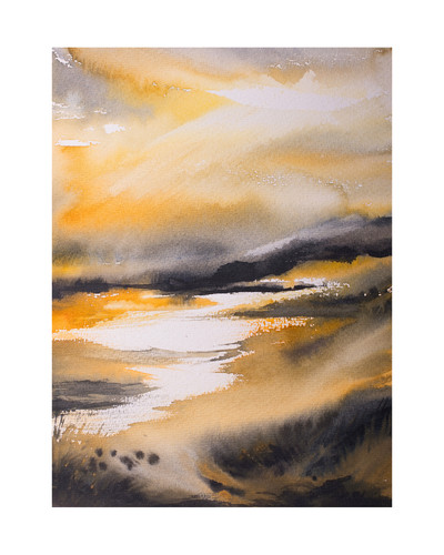 Original watercolour landscape - watercolour,