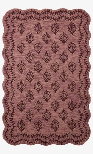 Green floral tufted wool blend - tufted,