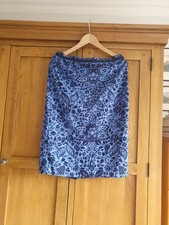 Boden Bright Blue & Navy Pencil Skirt Floral Pattern Lined UK 14L