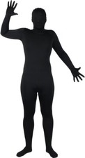 WICKED Black Skinz All in One Full Lycra Bodysuit Fancy Dress Costume Small VGC