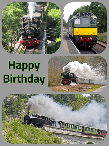 Steam trains birthday card - trains,